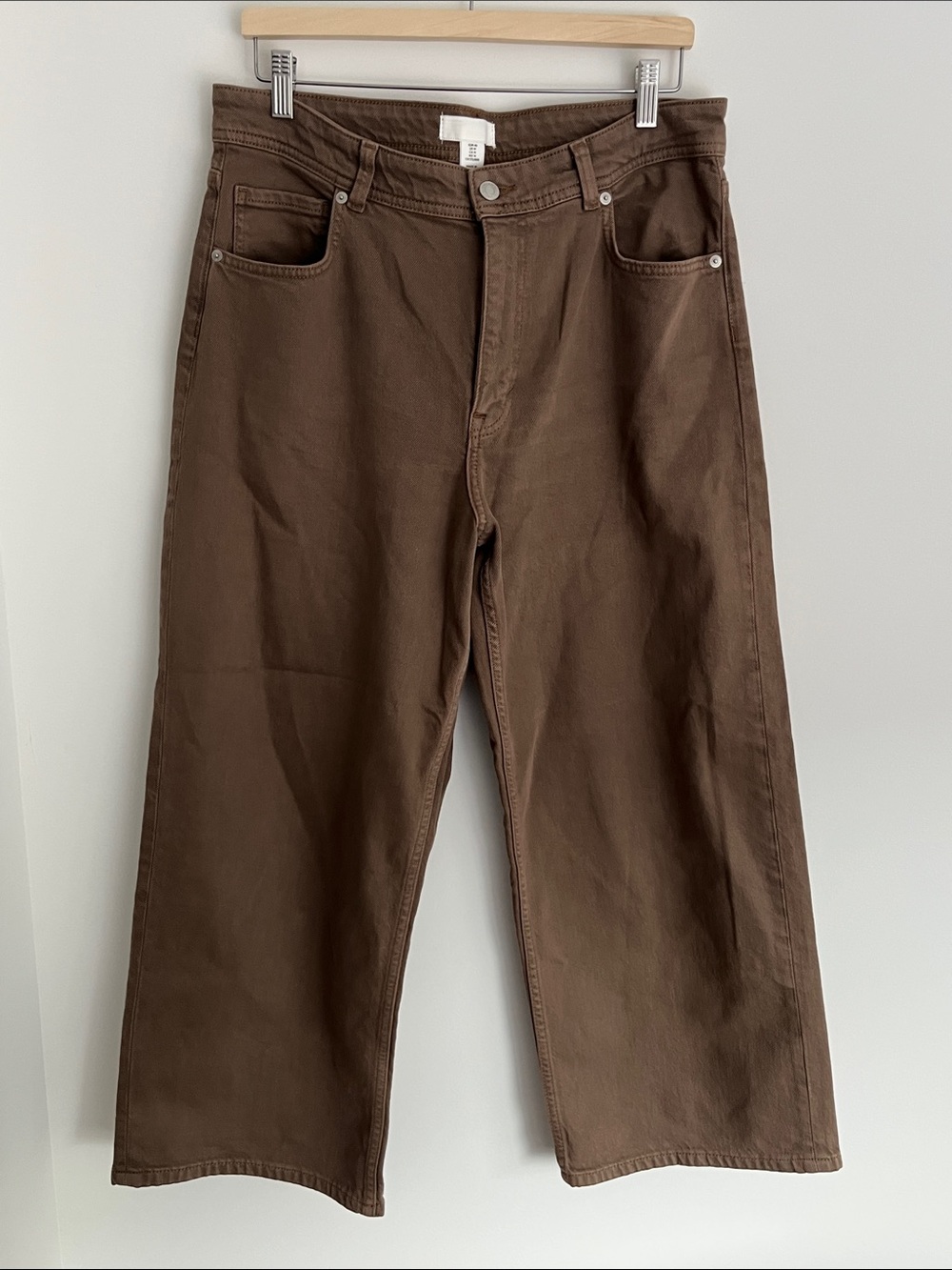 H&M Women's Cropped Wide-Leg Jeans in Brown